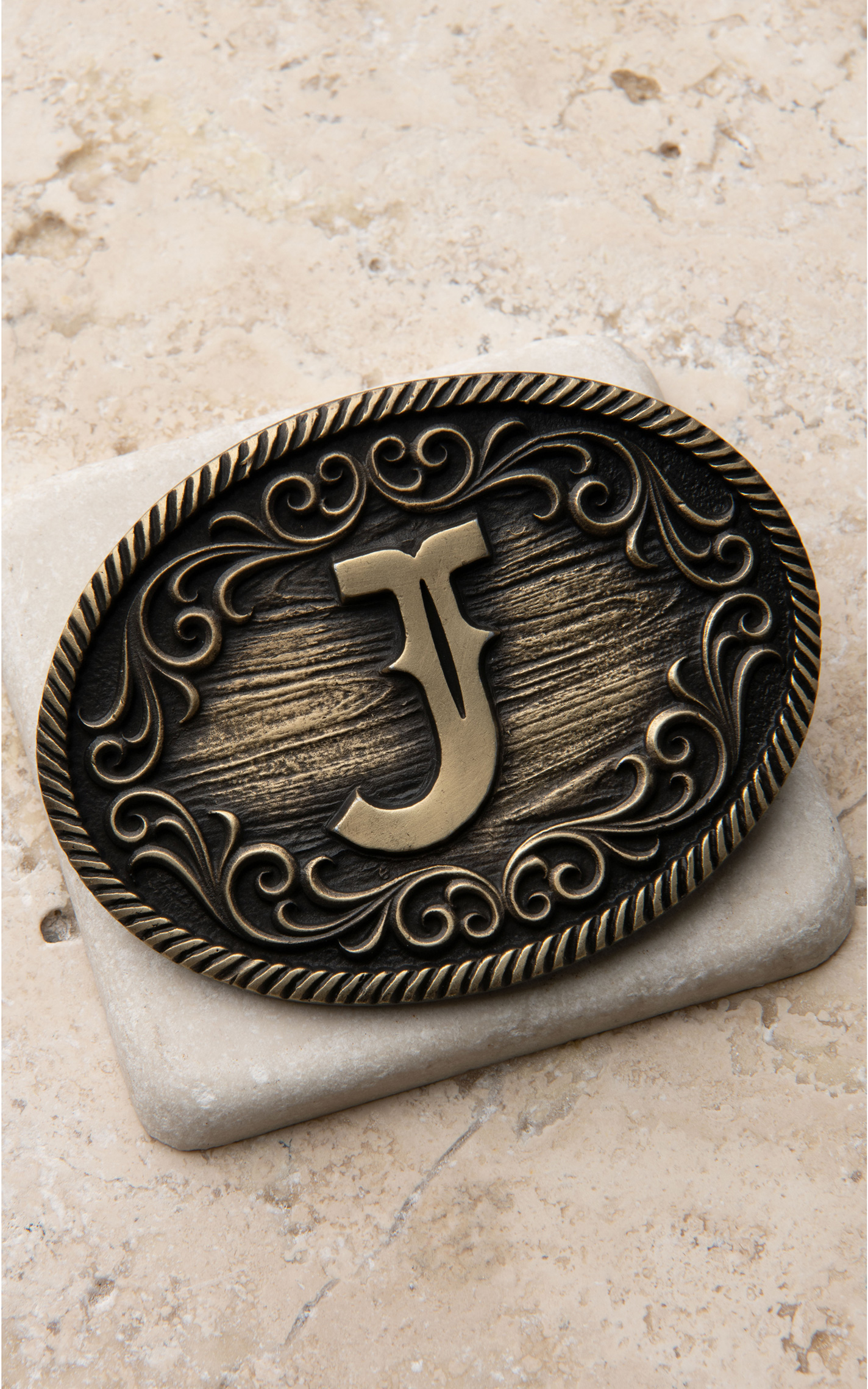 Montana Silversmiths Antiqued Gold Filigree "J" Initial Attitude Belt