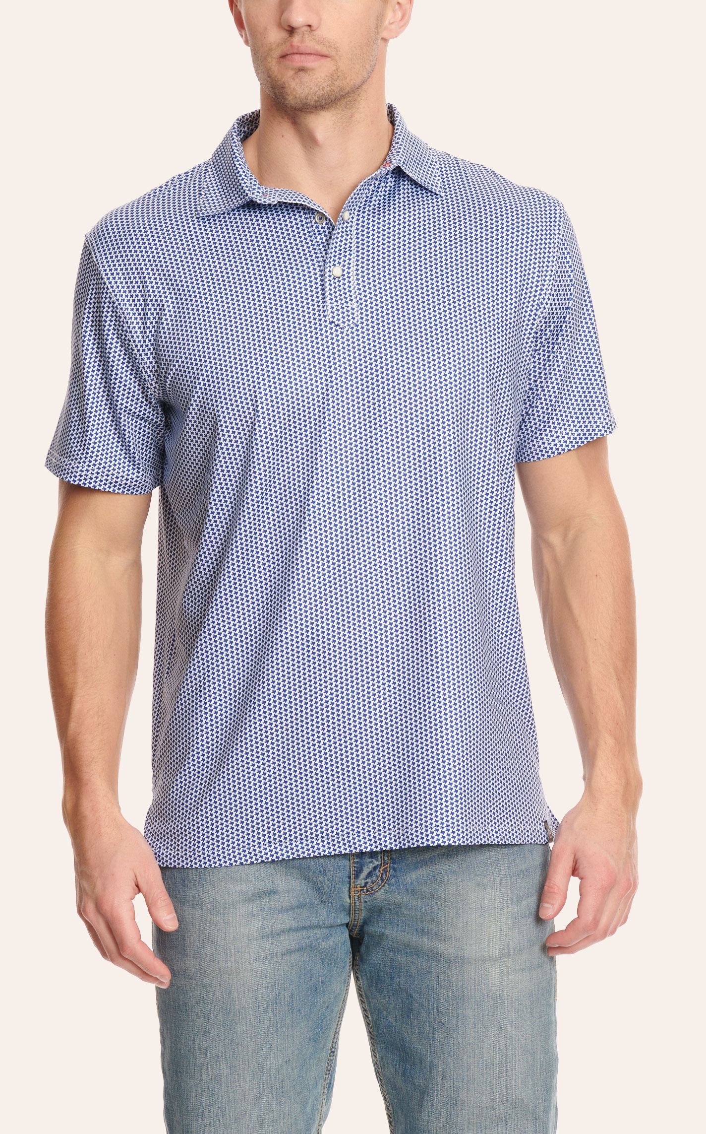 Rafter C Men's ProFlex45 Royal Blue Texas Geo Print Short Sleeve Snap ...