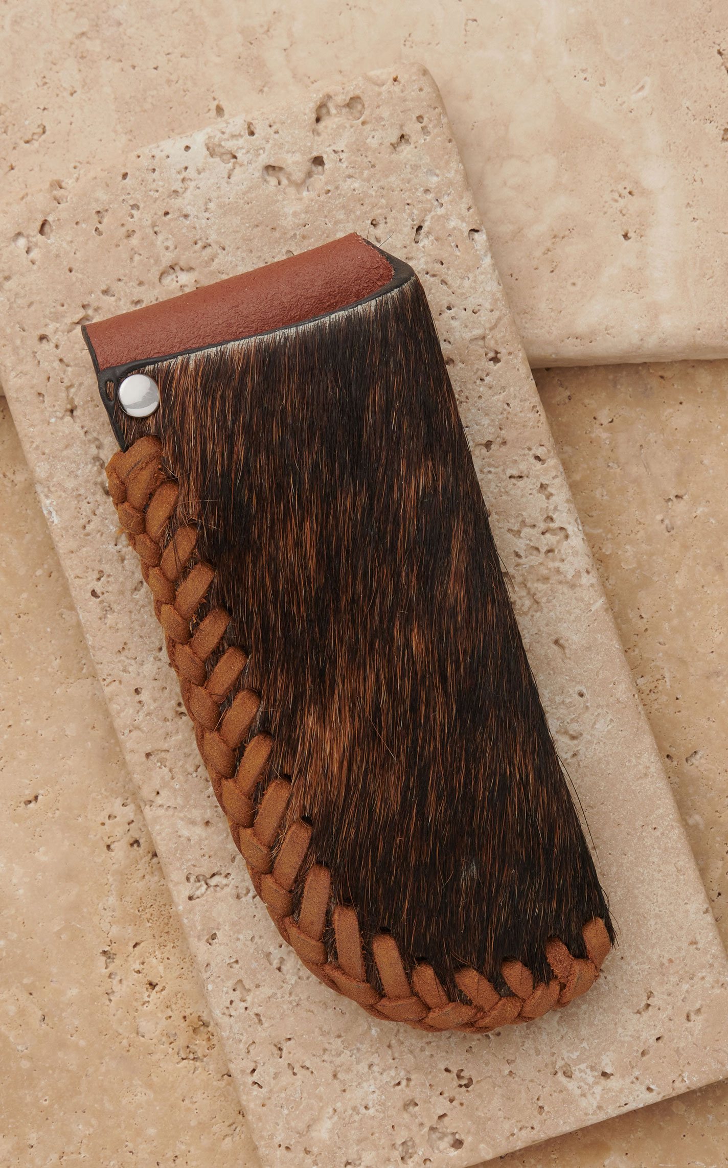 Nocona Brown Hair with Leather Lacing Knife Sheath Cavender's
