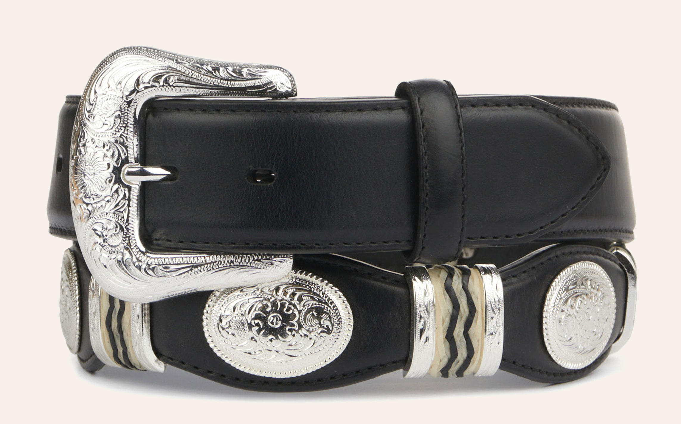Tony Lama Men's Cutting Champ Black with Silver Conchos Scalloped