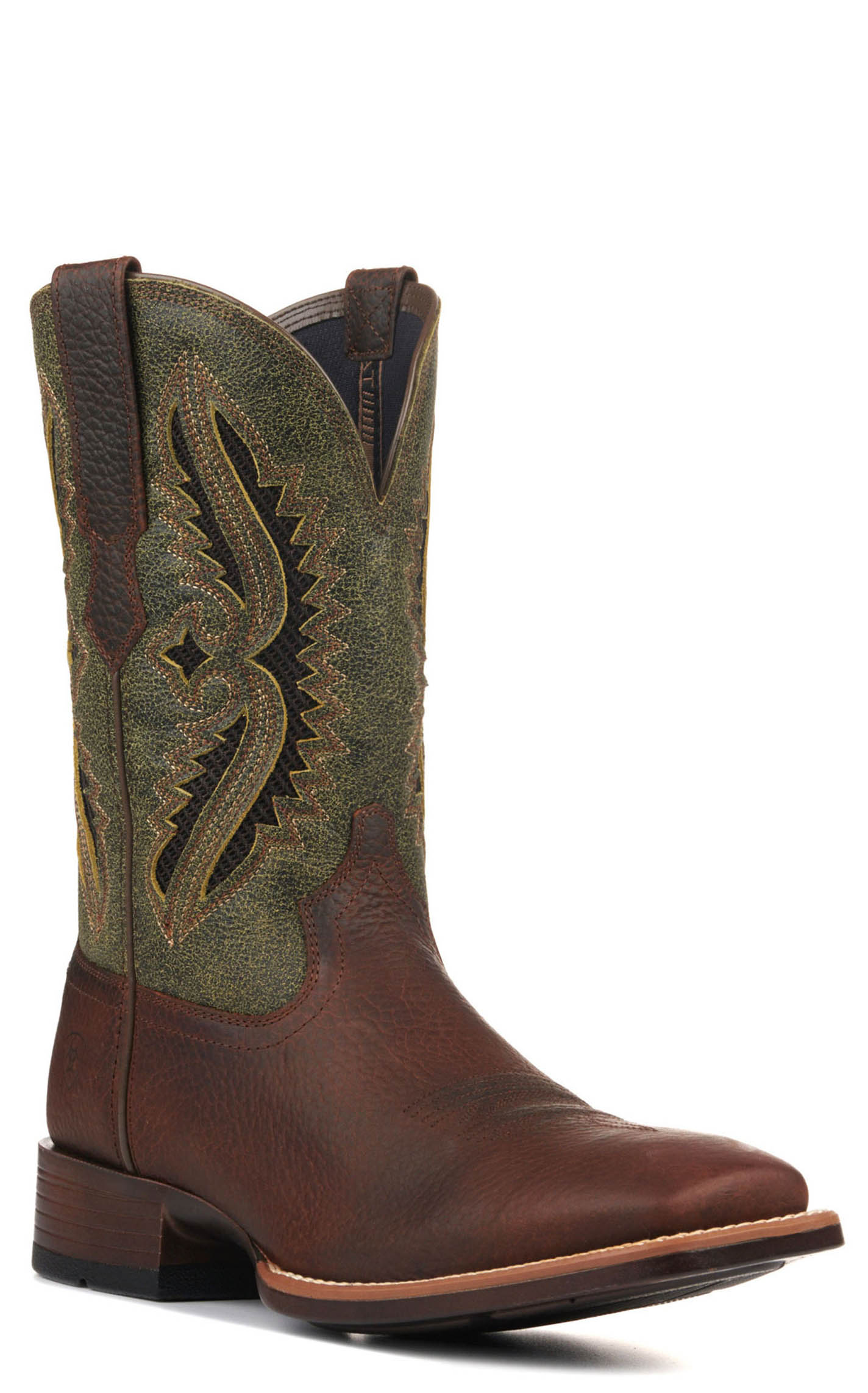 Ariat Men's Rowder Chocolate and Green VentTEK 360 Bantamweight Square