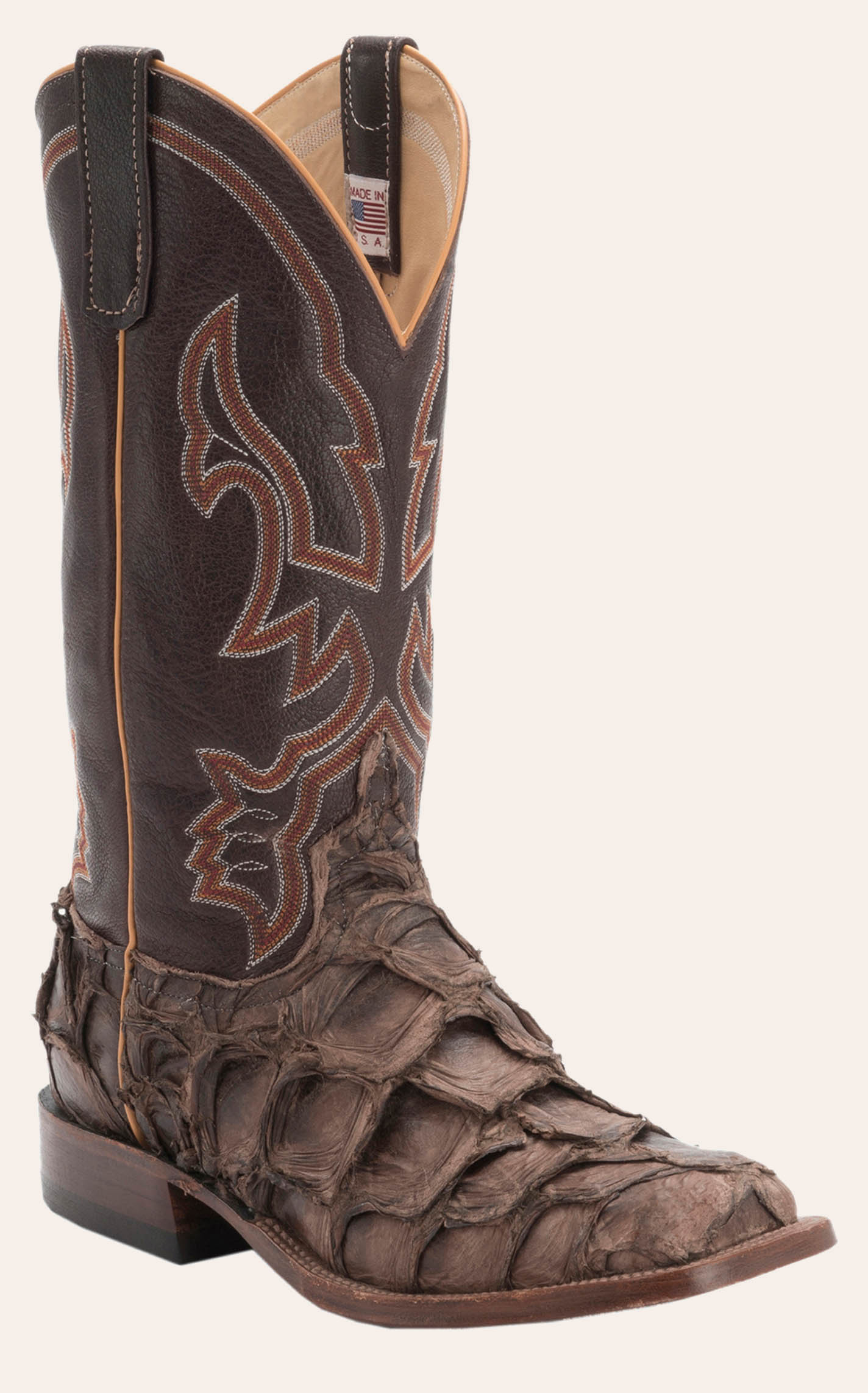 Anderson Bean Men's Distressed Brown Big Bass and Chocolate Wide Square