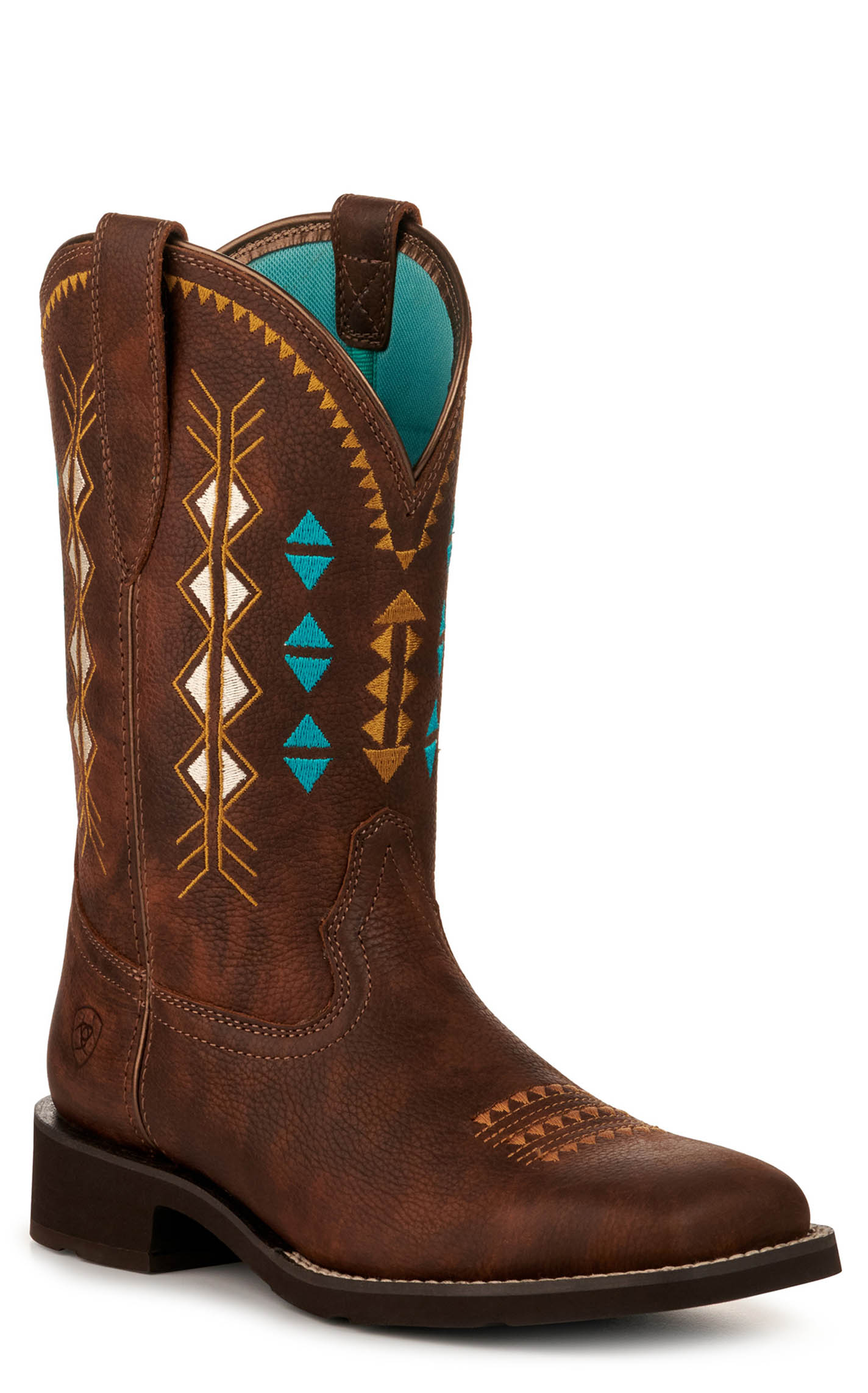 Ariat Women's Delilah Copper Kettle with Aztec Embroidery Square Toe ...