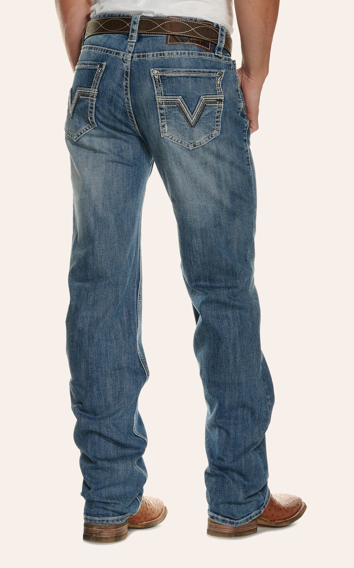 Rock & Roll Denim Men's Double Barrel Medium Wash Relaxed Reflex