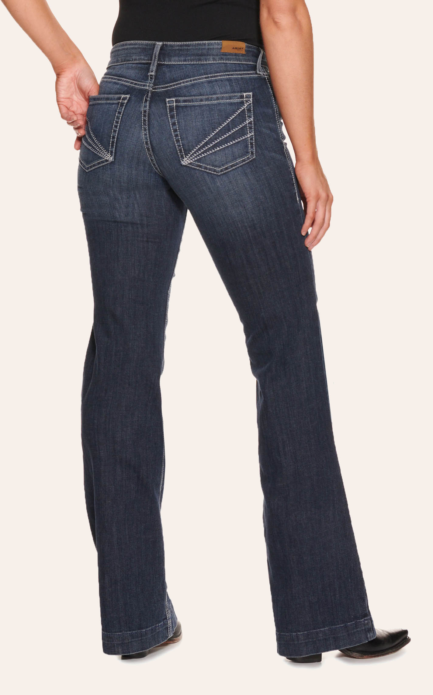 Ariat Women's Aisha Missouri Dark Wash Perfect Rise Trouser Leg Jeans ...