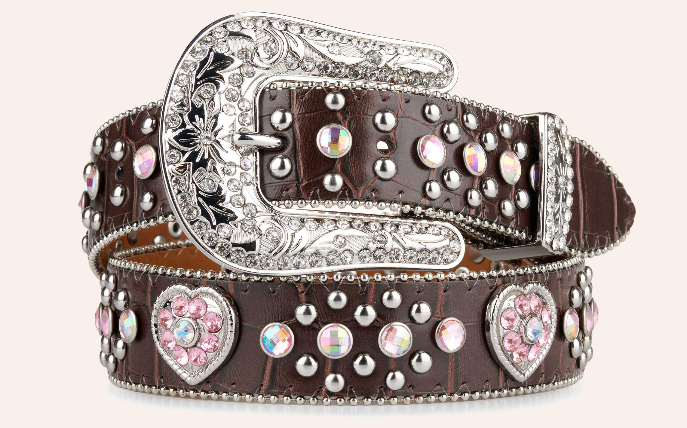 Nocona Children's Brown Heart Concho and Rhinestone Crocodile Print