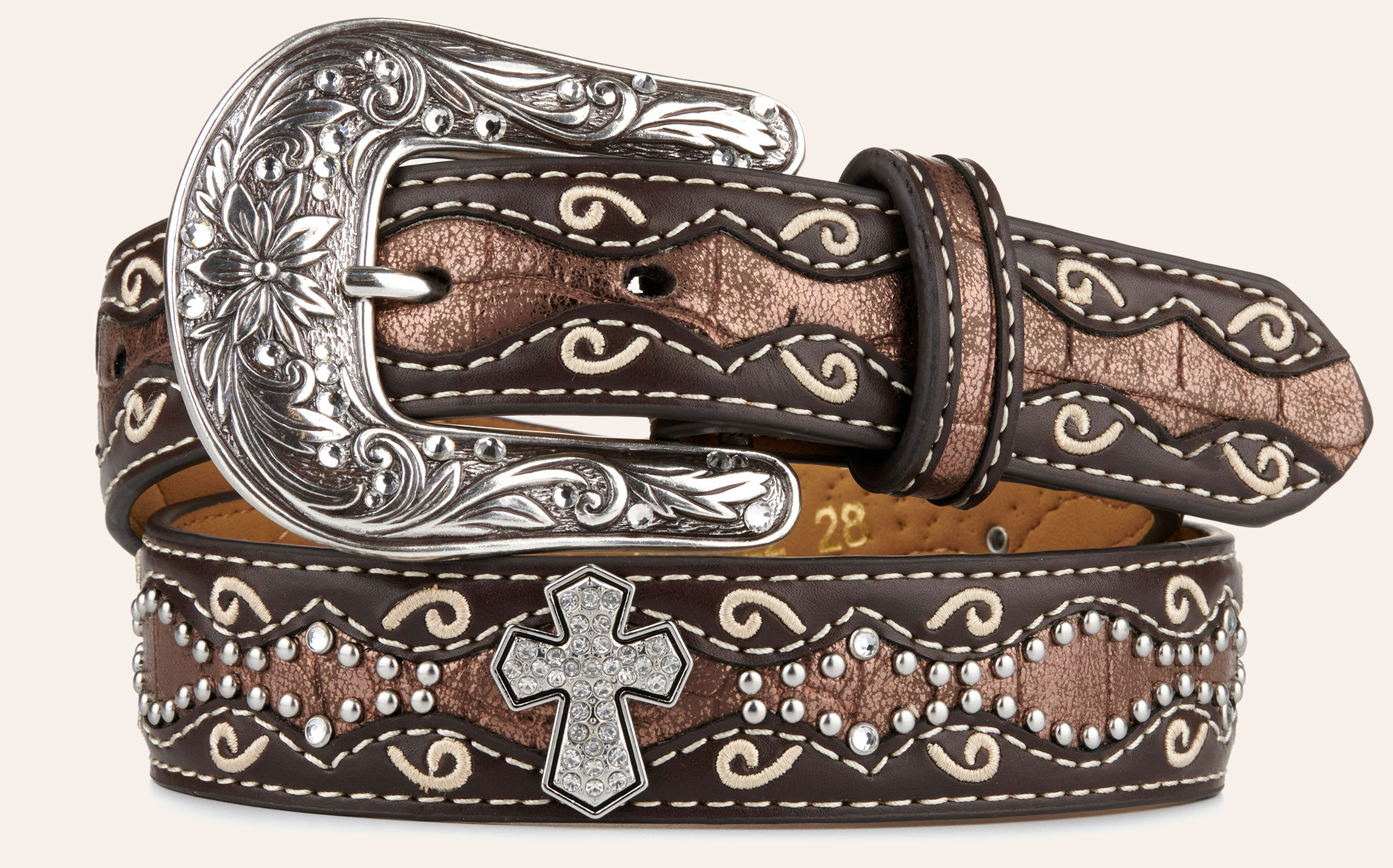 Ariat Girls' Brown & Bronze Cross Belt Cavender's