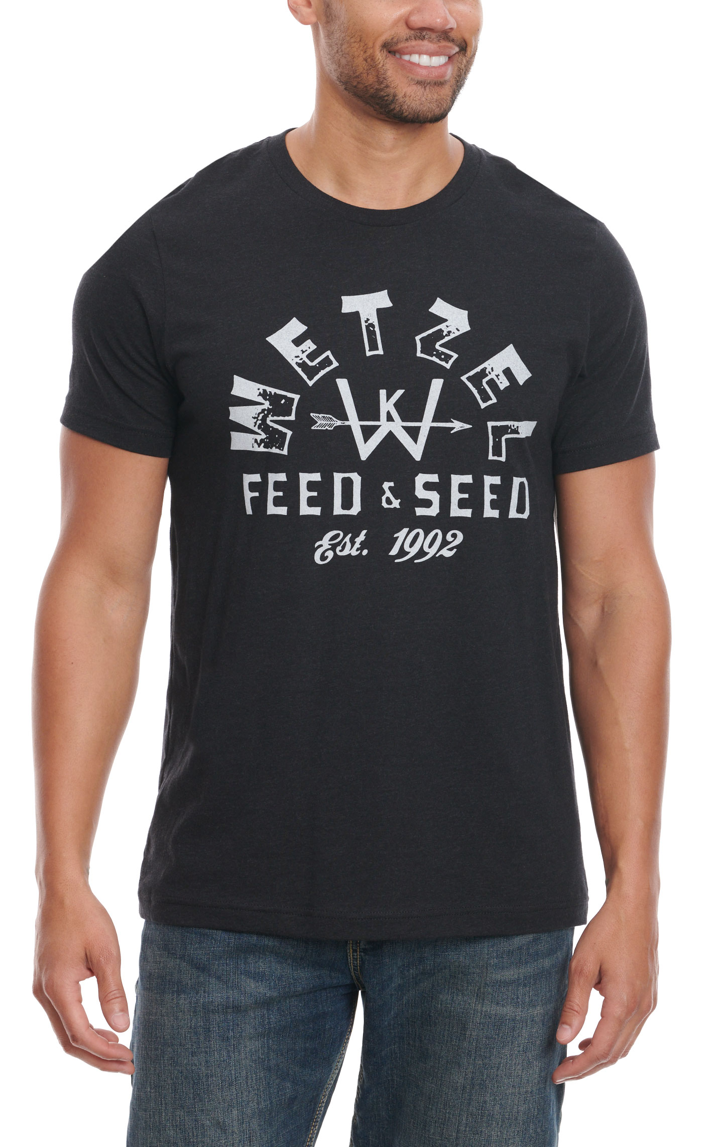 C.C. Creations Men's Black KW Wetzel Feed & Seed Graphic Short Sleeve T ...