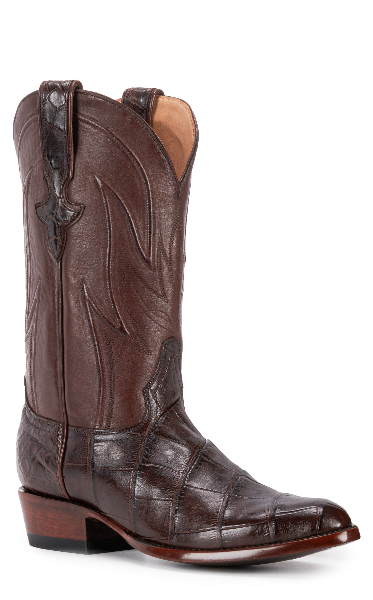 JRC & Sons Men's Clayton Giant Alligator Round Toe Exotic Cowboy Boot ...