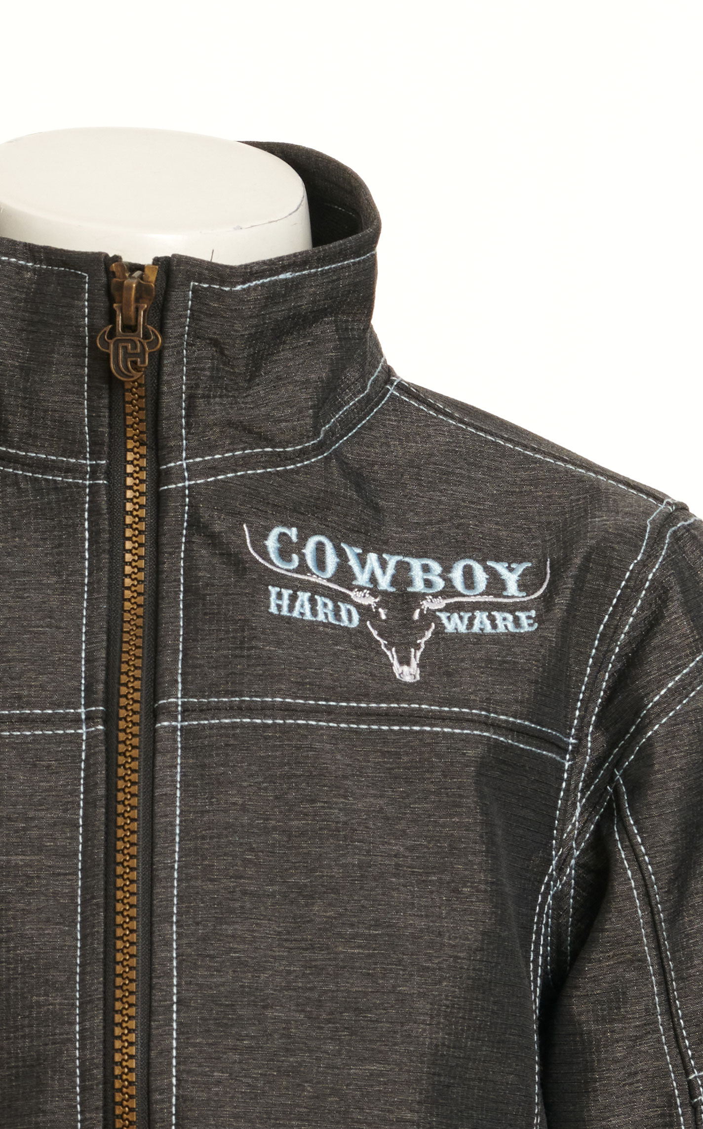 Cowboy Hardware Boy's Brushed Charcoal & Pale Blue Logo & Ghost Skull