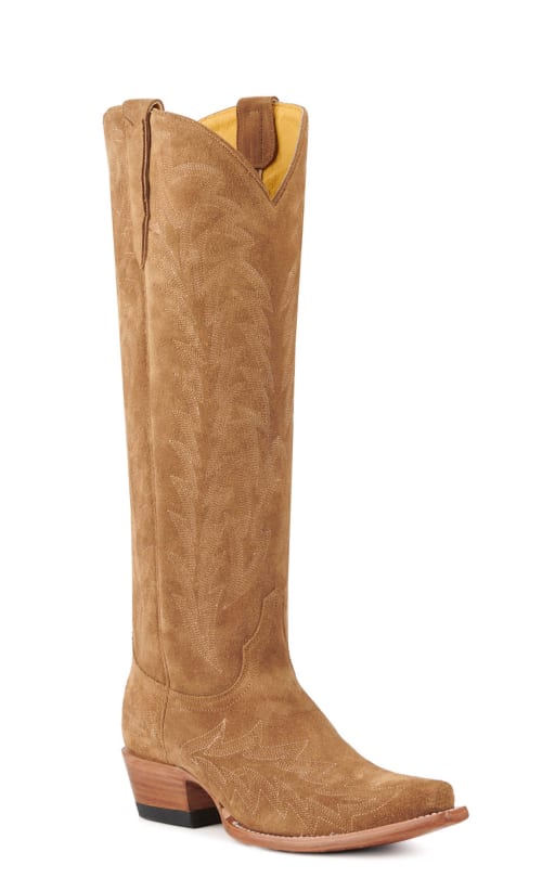 JRC & Sons Women's Nancy Water-Resistant Suede Snip Toe Tall Cowboy Boot in Sand