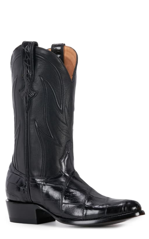 JRC & Sons Men's Clayton Giant Alligator Round Toe Exotic Western Boot in Black