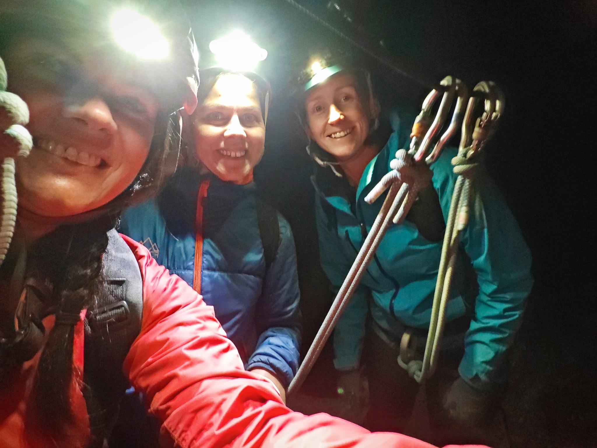 A women-only caving group underground in the Peak District