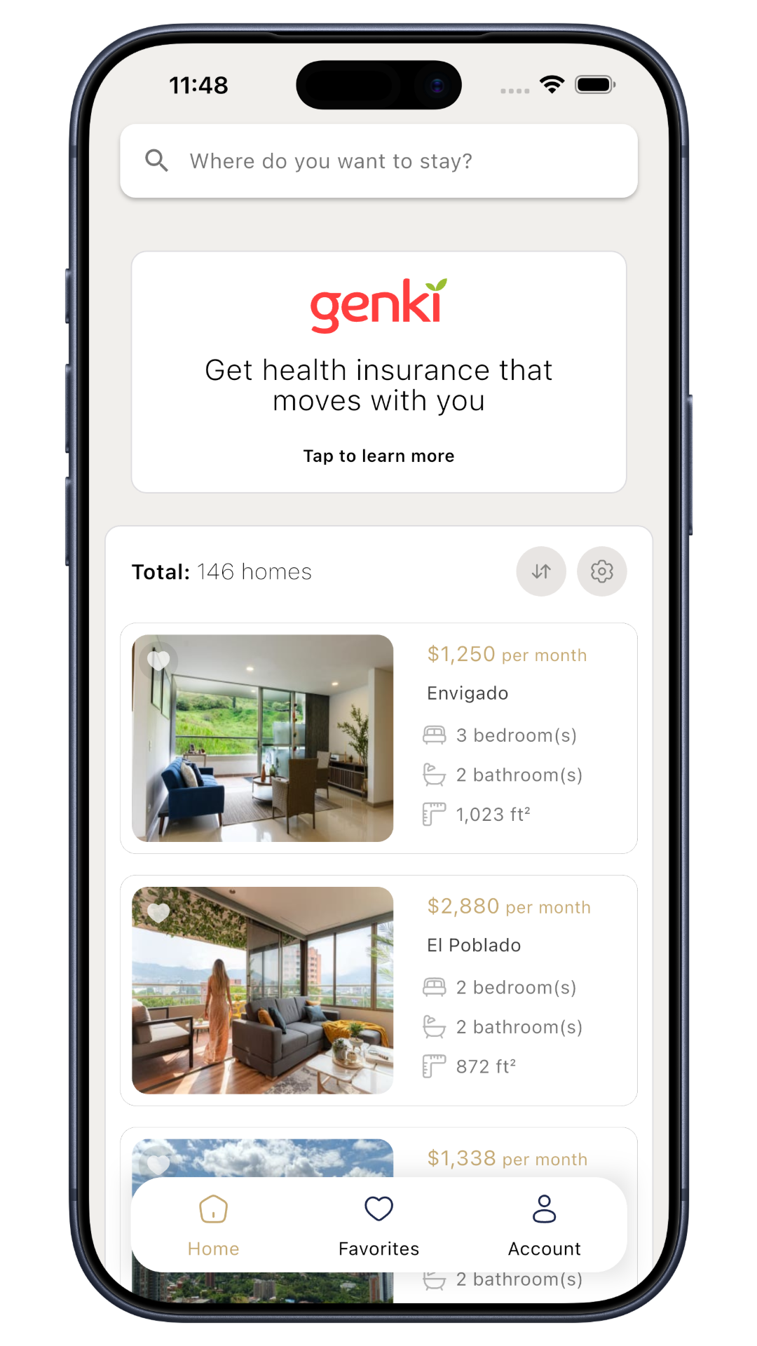 Search results for long-term furnished apartments in Medellín