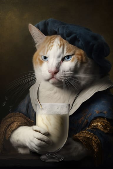 Midjourney-cat-milk-rembrandt-detail 800x1200