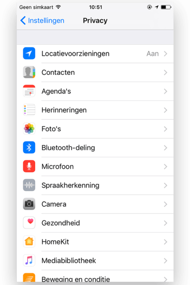 App machtigingen iOS