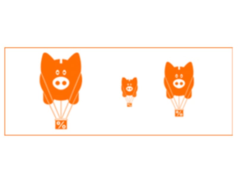 logo ING Oranje Spaarrekening, spaarvarkentje als luchtballon