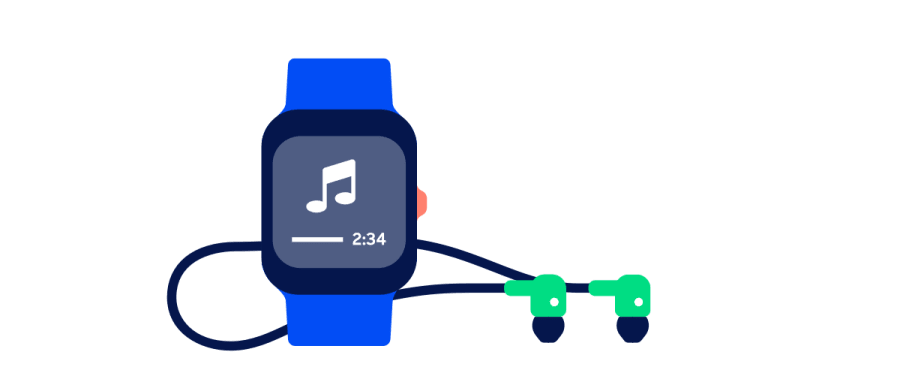 Smartwatch - muziek luisteren - illustratie