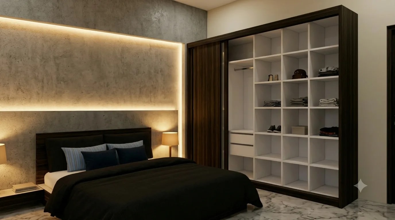 Kamar tidur utama dengan bukaan jendela besar memaksimalkan pencahayaan alami.