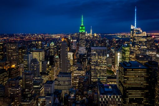 New York City’s Empire State Building glows green to mark Climate Week NYC.