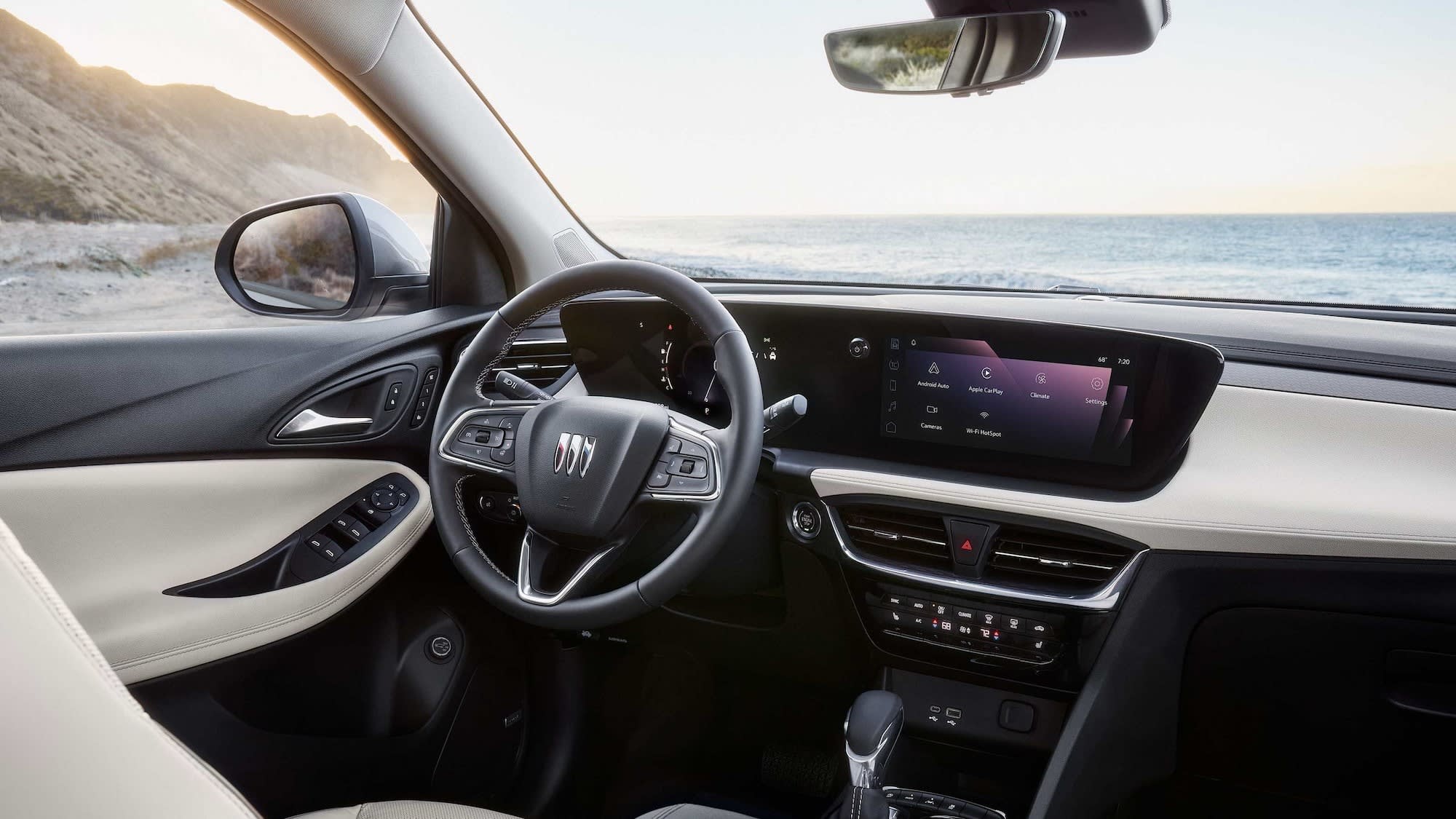 Interior or 2026 Buick Encore GX with beach in background