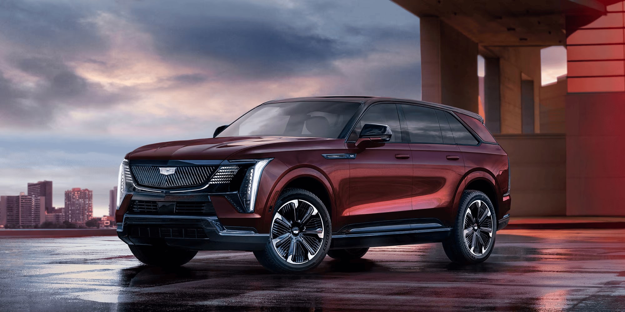 A Red 2026 Cadillac escalade exterior Side Look