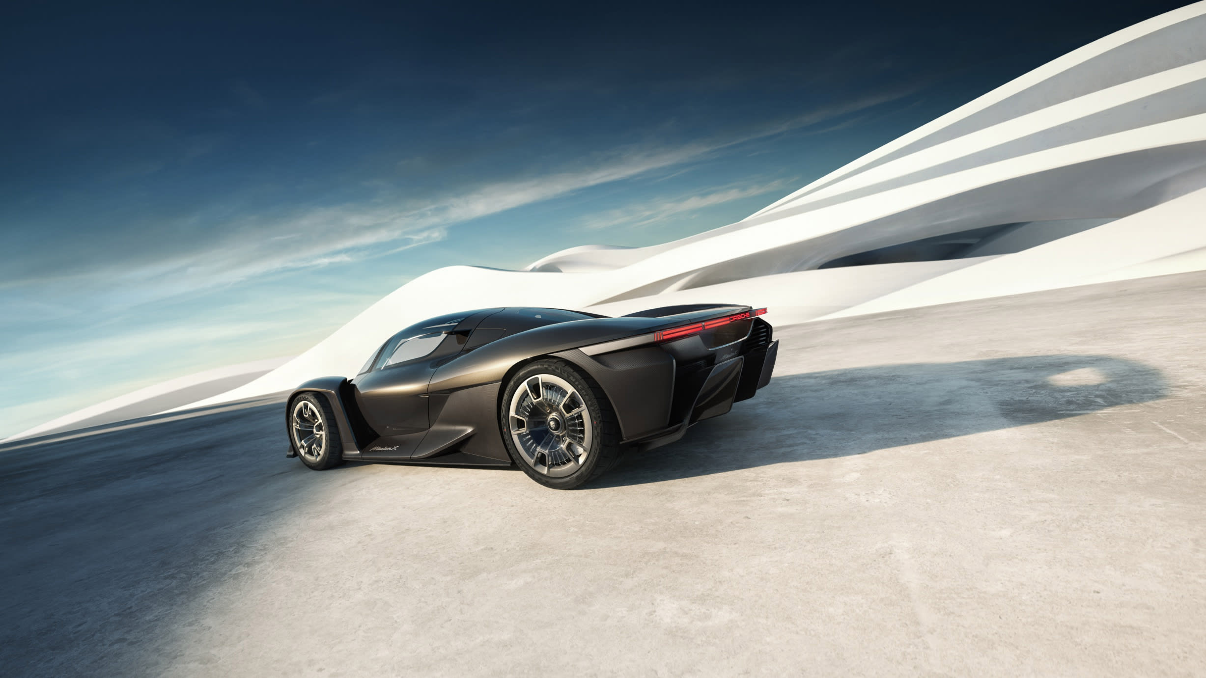 Porsche Mission parked in desert