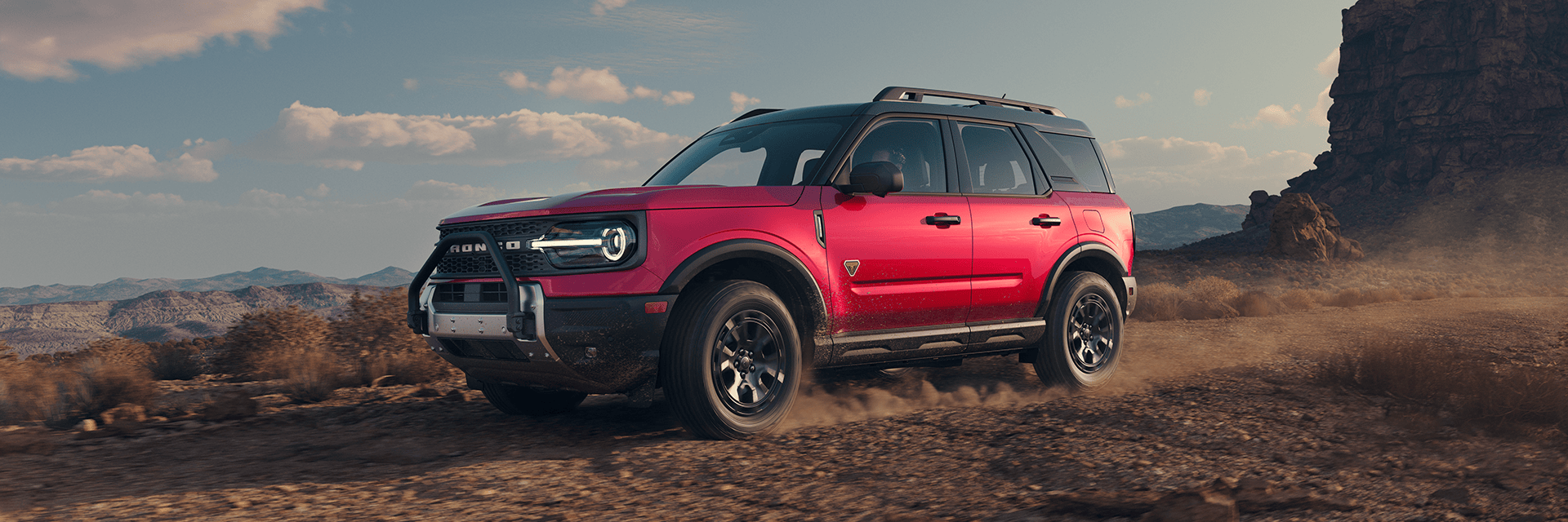 A 2026 Ford Bronco Sport driving through a desert