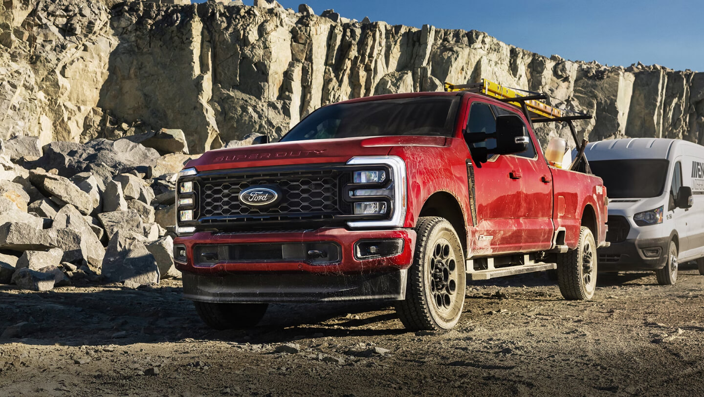 exterior work truck parked next to wall of rock 2026 ford superduty f-350