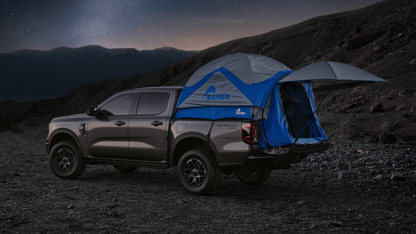 2026 Ford Raptor parked with truck tent