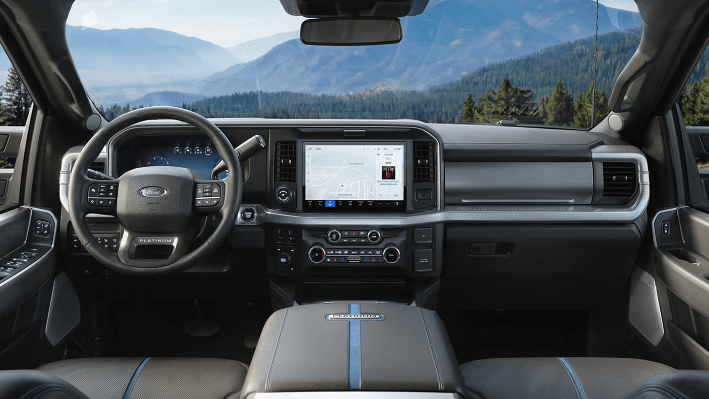 Ford F-350 dashboard and windshield