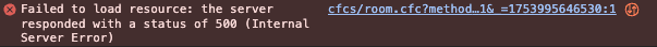 Failed to load resource: the server responded with a status of 500 (Internal Server Error)