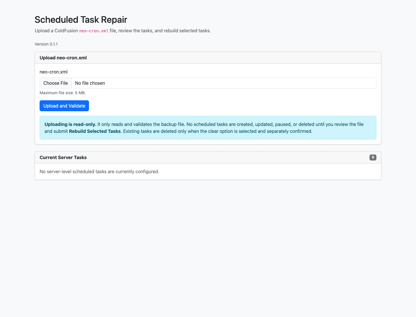 Scheduled task repair upload