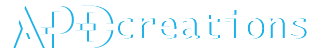 APDcreations logo wit met licht-blauw