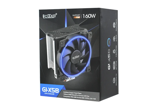 Disipador de Calor para CPU PcCooler GI-X5B Azul Ventilador 120mm 5 Heat Pipes TDP 160W Computador Gamer Colombia