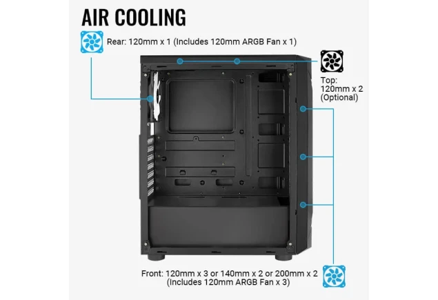 Caja ATX Aerocool Sentinel 4 Ventiladores ARGB Vidrio Templado Gabinete Gamer Computador Gamer Colombia