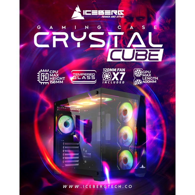 Imagen de Iceberg Crystal Cube Blanca / Negra 7 Ventiladores aRGB Cubo Gaming