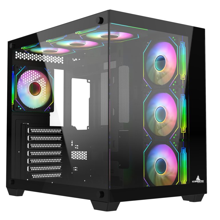 Imagen de Iceberg Crystal Cube Blanca / Negra 7 Ventiladores aRGB Cubo Gaming