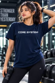 Navy Blue Supima Cotton UNISEX Half Sleeve Premium T-Shirt thumbnail 2