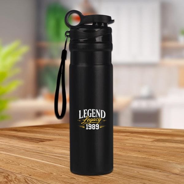 Black Customized Insulated Steel Bottle | Flip Top Cap with Easy Carry Slot | 500 ml approx product image
