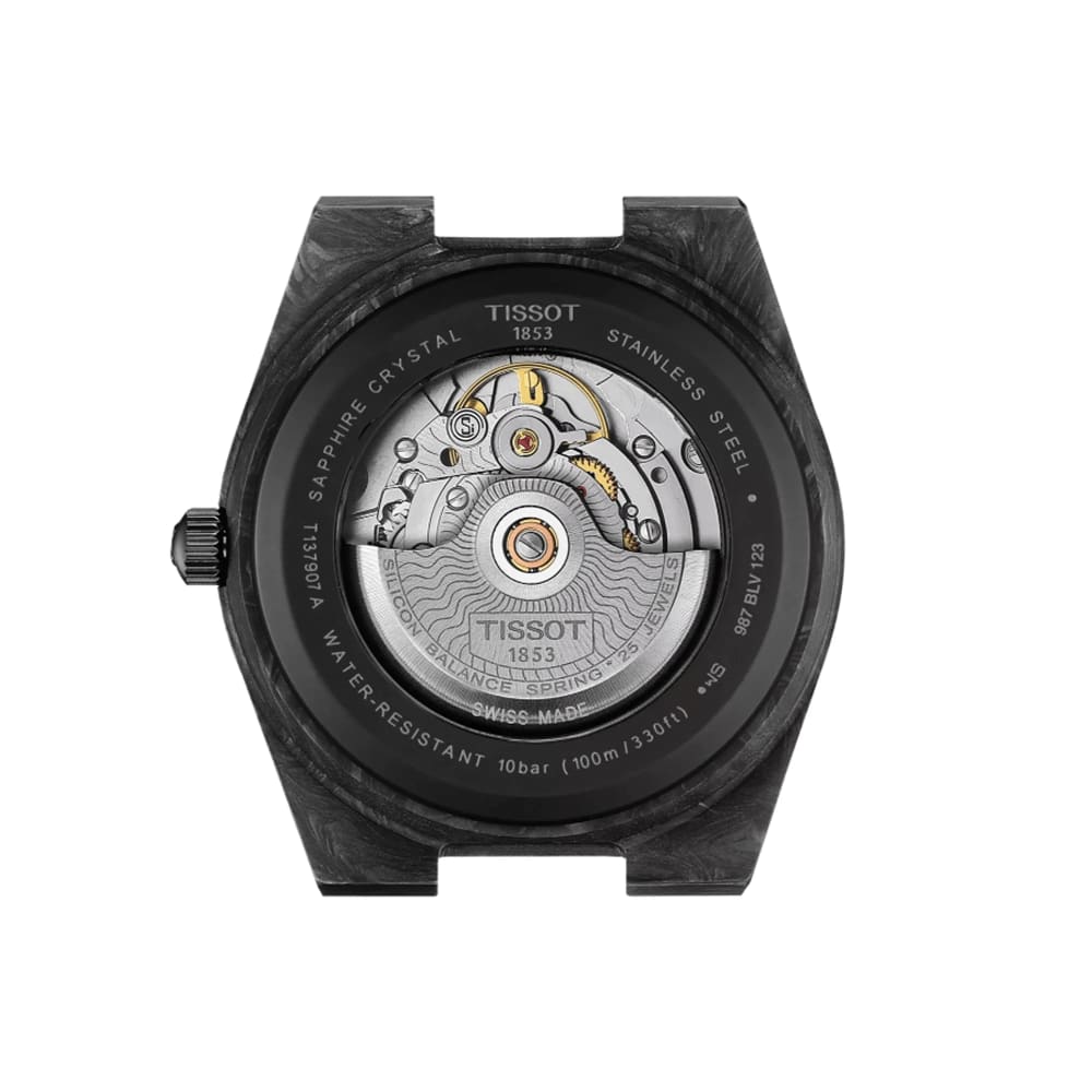 Tissot PRX Powermatic 80 Carbon 40.5mm Men's Watch T137.907.97.201.00 Bracelet & Clasp View Tissot PRX Powermatic 80 Carbon 40.5mm Men's Watch T137.907.97.201.00 Bracelet, Clasp & Caseback - Watch 24 BD