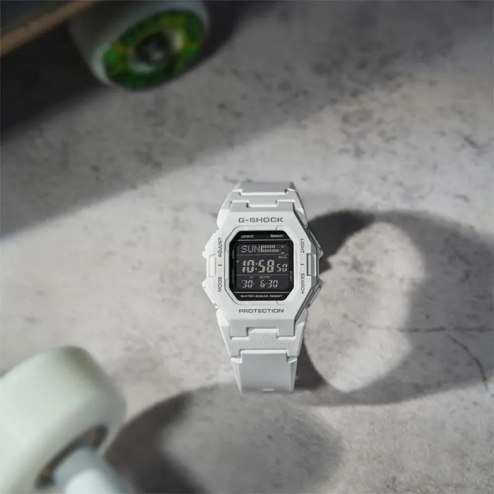 Casio G-SHOCK White Digital Bluetooth Watch GD-B500-7D Dial Detail - Watch 24 BD Casio G-SHOCK White Digital Bluetooth Watch GD-B500-7D Dial & Case Finish - Authentic G-SHOCK Watch Bangladesh