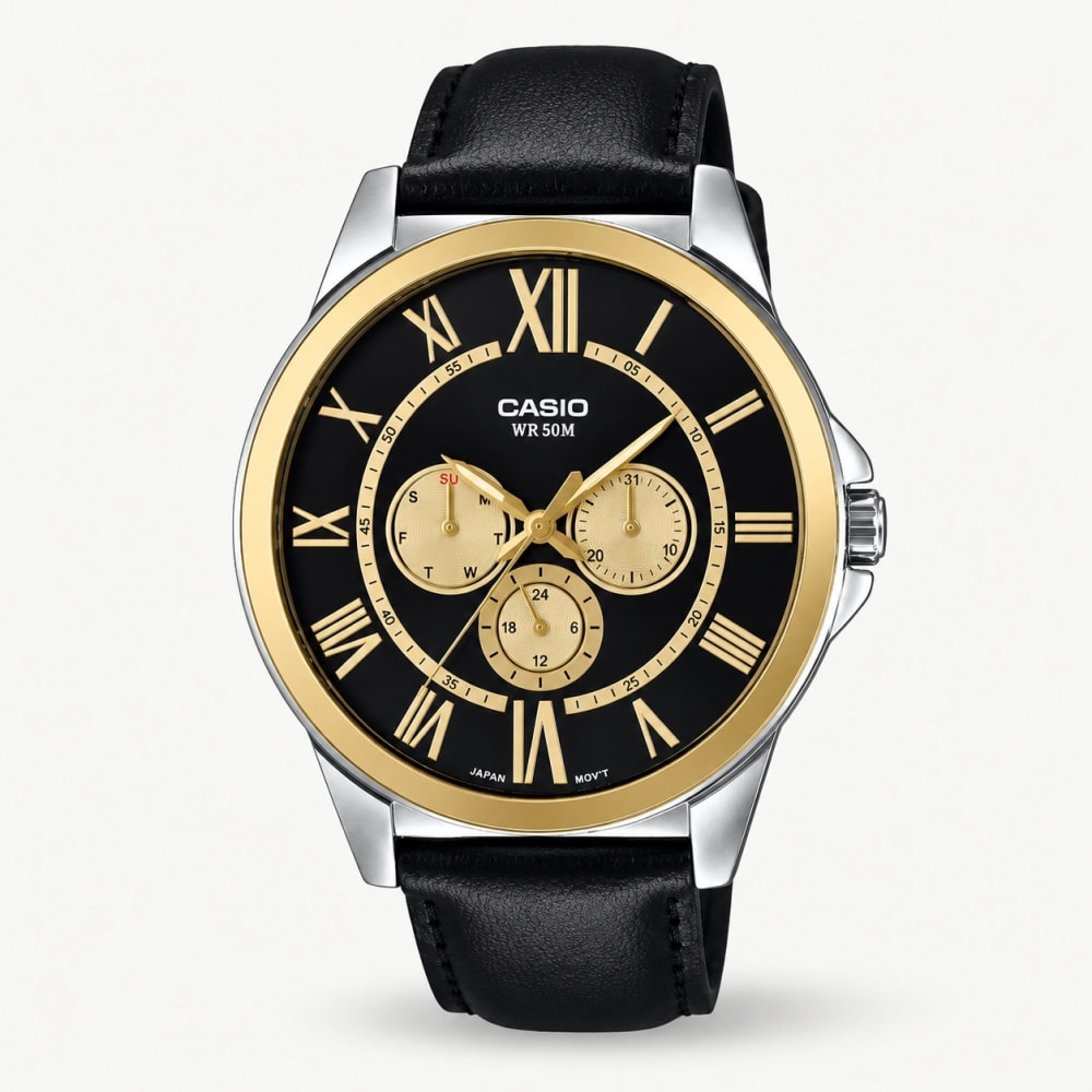 Casio Enticer Black Leather Watch MTP-E318L-1BV | Official Casio Timepiece BD Casio Enticer Black Leather Watch MTP-E318L-1BV - 100% Original Casio Watch Price in Bangladesh - Watch 24 BD