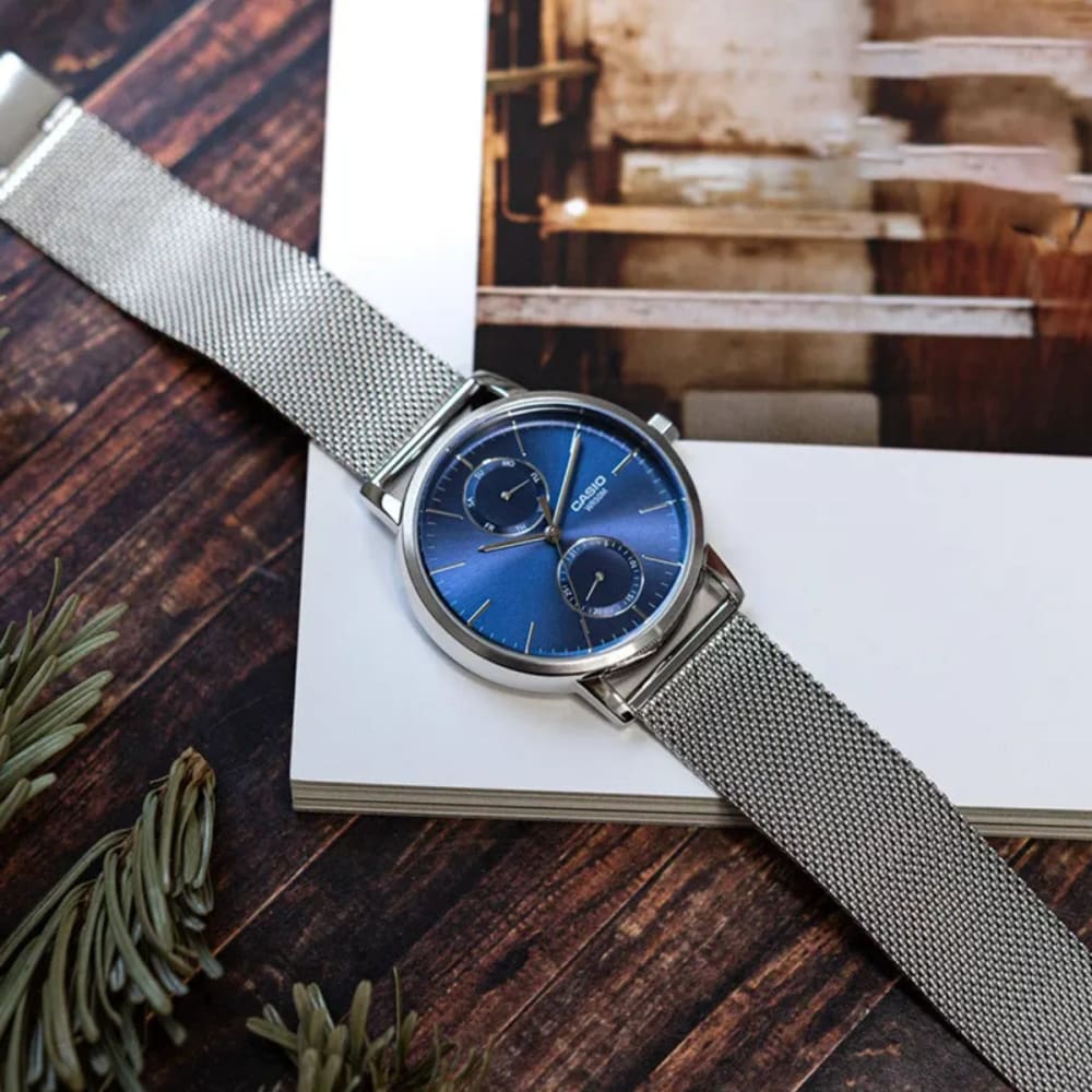 Casio Enticer Blue Dial Mesh Watch MTP-B310M-2AV Bracelet & Clasp View Casio Enticer Blue Dial Mesh Watch MTP-B310M-2AV Bracelet, Clasp & Caseback - Watch 24 BD