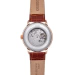 Orient Bambino Sun & Moon Rose Gold Watch RA-AK0801S Side Profile & Crown View - Watch 24 BD