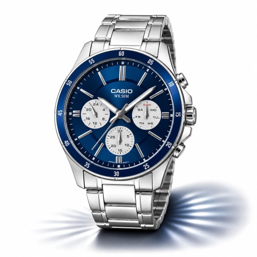 Casio Enticer Men's Blue Dial Stainless Steel Watch MTP-1374D-2A3VDF | Authentic Casio Watch BD Casio Enticer Men's Blue Dial Stainless Steel Watch MTP-1374D-2A3VDF - 100% Original Casio Watch in Bangladesh - Watch 24 BD