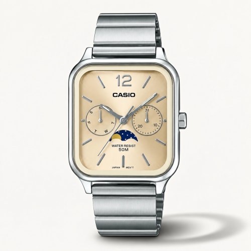 Casio Moon Phase Gold Dial Watch MTP-M305D-9AV | Authentic Casio Watch BD Casio Moon Phase Gold Dial Watch MTP-M305D-9AV - 100% Original Casio Watch in Bangladesh - Watch 24 BD
