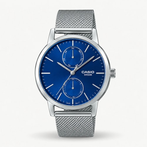 Casio Enticer Blue Dial Mesh Watch MTP-B310M-2AV | Authentic Casio Watch BD Casio Enticer Blue Dial Mesh Watch MTP-B310M-2AV - 100% Original Casio Watch in Bangladesh - Watch 24 BD
