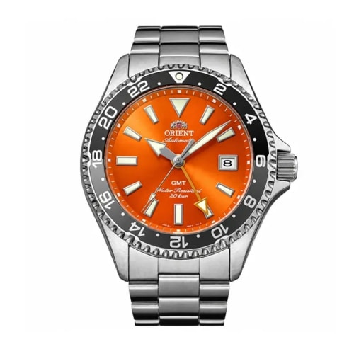 Orient Mako GMT Orange Dial Stainless Steel Men's Watch | Authentic ORIENT Watch BD Orient Mako GMT Orange Dial Stainless Steel Men's Watch - 100% Original ORIENT Watch in Bangladesh - Watch 24 BD