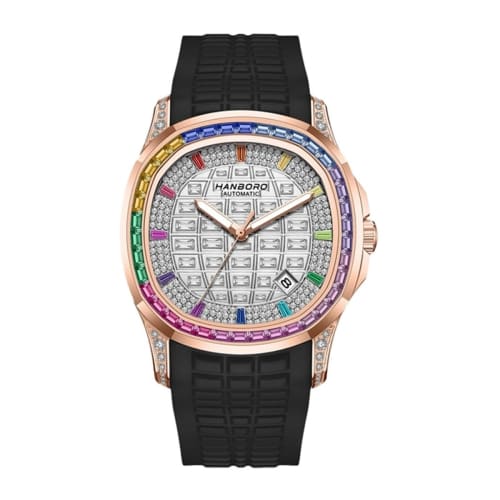 Hanboro Square Crystal Automatic Black Rose Gold Men's Watch- HAO-754 | Authentic Unassigned Watch BD Hanboro Square Crystal Automatic Black Rose Gold Men's Watch- HAO-754 - 100% Original Unassigned Watch in Bangladesh - Watch 24 BD